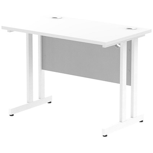 Impulse 1000mm Slim Rectangular Desk, White Cantilever Leg, White