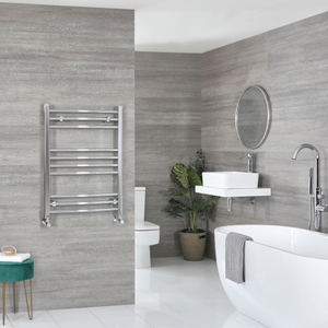 Milano Kent - Chrome Curved Heated Towel Rail - 800mm x 600mm