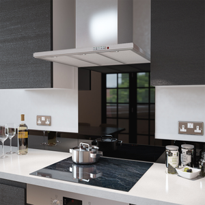 Black - Kitchen Glass Splashback - 60cm Wide x 75cm High
