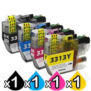 4 Pack Compatible Brother LC-3313 Ink Cartridges Combo (High Yield of Brother LC-3311) [1BK, 1C, 1M, 1Y]