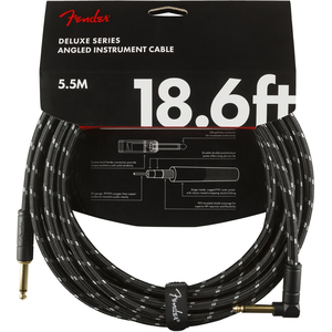 Fender Deluxe Series Instrument Cable - Straight / Angle - 18.6' (Black Tweed)