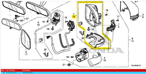 Genuine Honda Jazz Left Mirror Housing 2016 Onwards (76255TARE11)