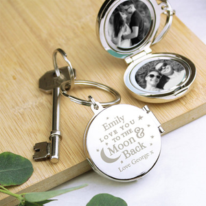 Personalised To the Moon and Back Photo Keyring