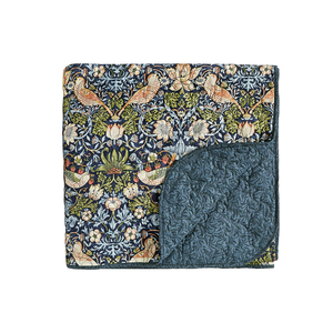 Strawberry Thief Quilted Bedspread 265cm x 260cm, Indigo