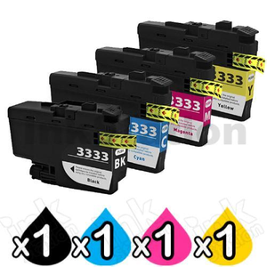 4 Pack Compatible Brother LC-3333 High Yield Ink Cartridge Combo [1BK, 1C, 1M, 1Y]