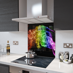 Glass Splashback in Black Rainbow Smoke - 60cm Wide x 75cm High
