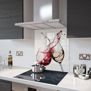 Glass Splashback in Red and White Wine - 90cm Wide x 75cm High