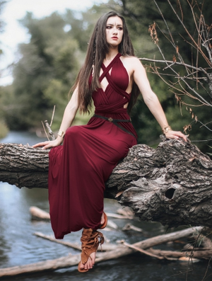 'Robe longue infinity "Wakiza", Bordeaux'