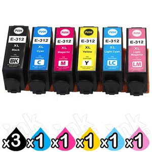 8 Pack Compatible for Epson 312XL High Yield Inkjet Cartridge Combo [3BK,1C,1M,1Y,1LC,1LM]