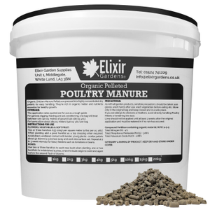 Organic Chicken Manure Pellets (Composted & Compressed Poultry Manure) - 10kg, Re-Sealable Tub
