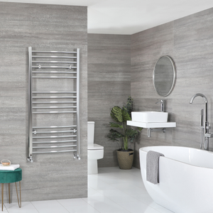 Milano Kent - Chrome Curved Heated Towel Rail - 1200mm x 600mm