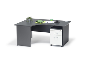 Graphite Grey Curved Executive Panel Ended Office Desk with Mobile Pedestal