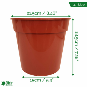 Deep Terracotta Plastic Pots (6cm-26cm Sizes) - 21cm (8")/4.3Ltr, 10