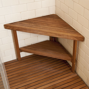 30" x 22" Deluxe Teak Corner Shower Bench
