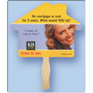 House  Shape Hand Fan - 8" x  8"