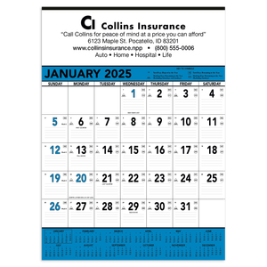 Triumph®  Contractor Memo Wall Calendar - Blue &  Black