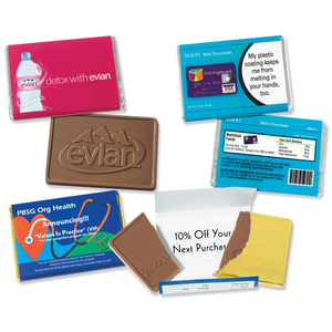 Custom  Molded Chocolate Wrapper Bar 1  oz