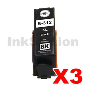 3 x Compatible for Epson 312XL (C13T183192) Black High Yield Inkjet Cartridge