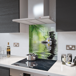 Glass Splashback in Relaxing Spa Scene - 60cm Wide x 75cm High