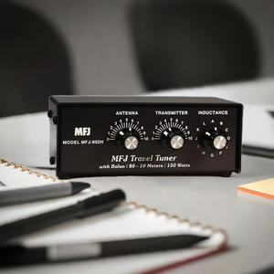Mfj-902h manual travel tuner operates on frequencies ranging from 3.5 to 30 MHz with a power handling capacity of 150 watts.