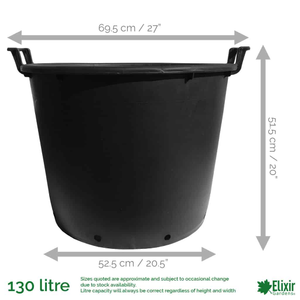 Plant Pots with Handles | Heavy-Duty Plastic Containers/Tubs (30L-130L Sizes) - 125/130 Litre, 10