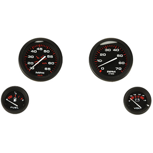 Amega Outboard Four Gauge Set - Speed Tach Fuel Volt