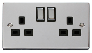Click Deco 13A 2G DP Ingot Switched UK Socket Outlet (VPCH536BK)