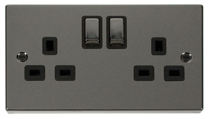 Click Deco 13A 2G DP Ingot Switched UK Socket Outlet (VPBN536BK)