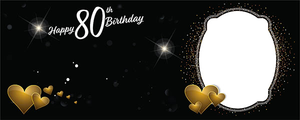 Happy 80th Birthday Milestone Dark Design Small Personalised Banner – 4ft x 2ft