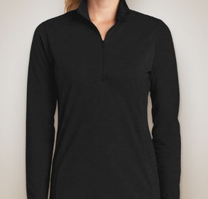 Sport-Tek Women's Tri-Blend Quarter Zip Performance Shirt - Black Triad Solid