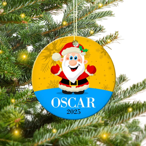 Santa Round Porcelain Ornament