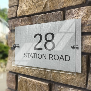 Weave Pattern Premium Acrylic-Front Metal House Sign