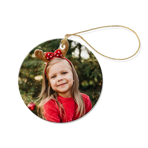 Round Porcelain Xmas Photo Ornament