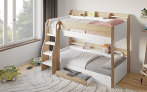 Flair Flick Storage Bunk Bed White & Oak