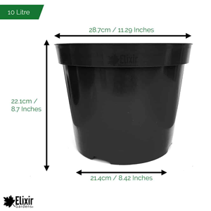 Black Plastic Plant & Flower Pot/Planters (1L-80L Sizes) - 10 Litre, 30