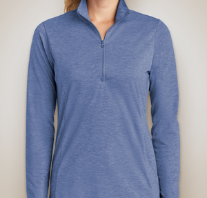 Sport-Tek Women's Tri-Blend Quarter Zip Performance Shirt - True Royal Heather