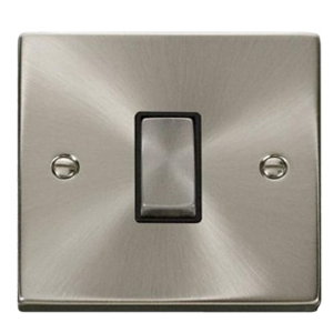 Click VPSC411BK Deco 1 Gang 2 Way Colour Match Switch Satin Chrome Black Insert