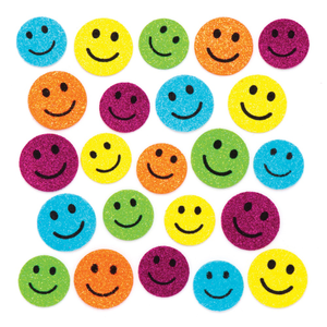 Autocollants visages souriants en mousse scintillante