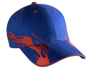 Flame pattern brushed cotton twill sandwich visor two tone color six panel low profile pro style caps (2004 OTTO)
