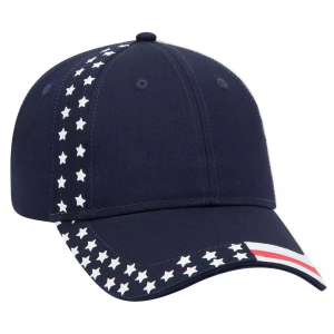 United States Flag Design Cotton Twill Two Tone Color Six Panel Low Profile Pro Style Caps Navy Wholesale Custom Printing & Embroidery