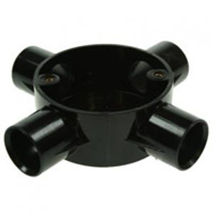 25mm PVC Conduit Intersection / 4 Way Box Black
