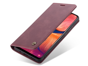 CaseMe Slim Synthetic Leather Wallet Case with Stand for Samsung Galaxy A30 - Burgundy