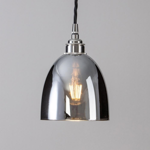 Bell Smoked Glass Pendant Light - Large SAVE 75% - Polished Nickel