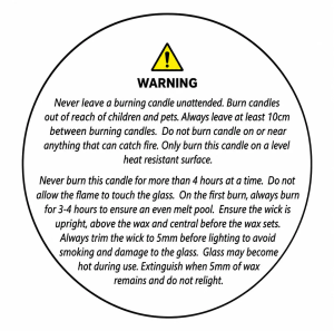 Candle Safety Label - White - Pack of 100