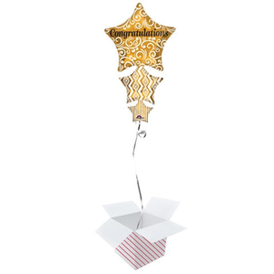 Congratulations Stacked Stars Helium Foil Giant Balloon - Inflated Balloon in a Box