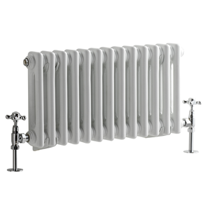 Milano Windsor - Horizontal Double Column White Traditional Cast Iron Style Radiator - 300mm x 605mm