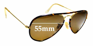 Sunglass Fix Replacement Lenses for Ray-Ban RB3025-J-M Aviator - 55mm Wide