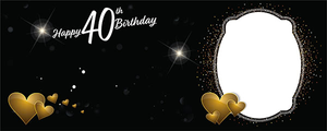 Happy 40th Birthday Milestone Dark Design Small Personalised Banner – 4ft x 2ft