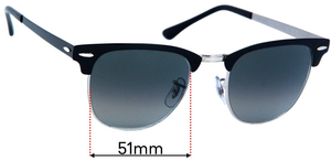 Sunglass Fix Replacement Lenses for Ray-Ban RB3716 Clubmaster Metal - 51mm Wide