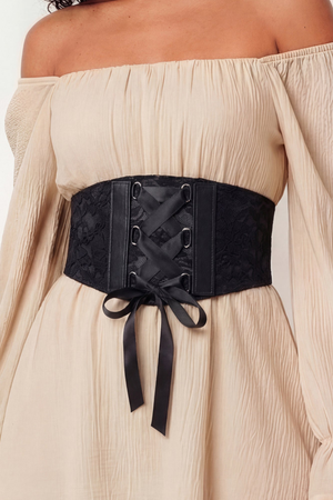 Corset Waspie Elastic Belt - Black